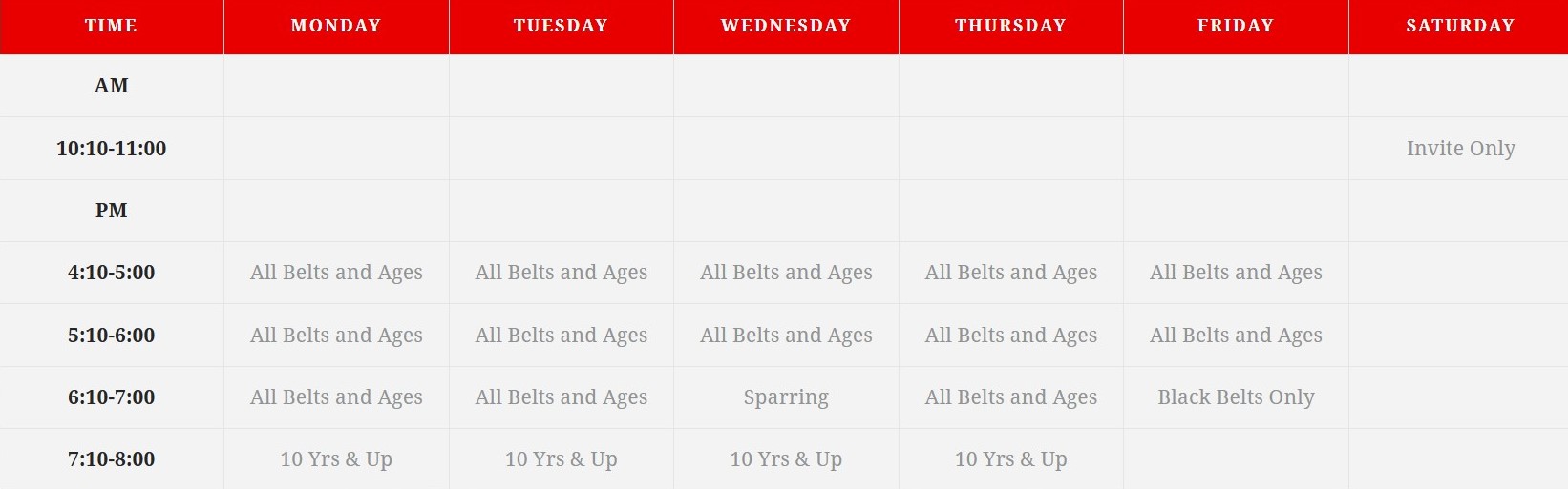 Class Schedule